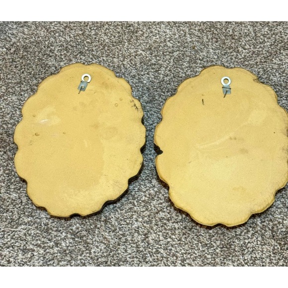 Vintage Homco Mushroom Wall Art Set Faux Wood Oval Textured Hanging Decor - Picture 2 of 7